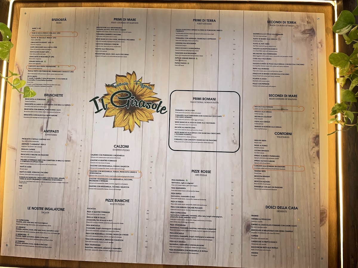Menu Trattoria Pizzeria Il Girasole-1