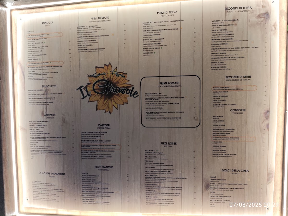 Menu Trattoria Pizzeria Il Girasole-2